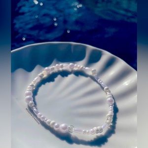 White handmade beaded bracelet “Ice” 🧊 simple minimalist aesthetic S collection